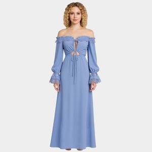 MAJORELLE Size S, Light Blue Long Sleeve Dress
